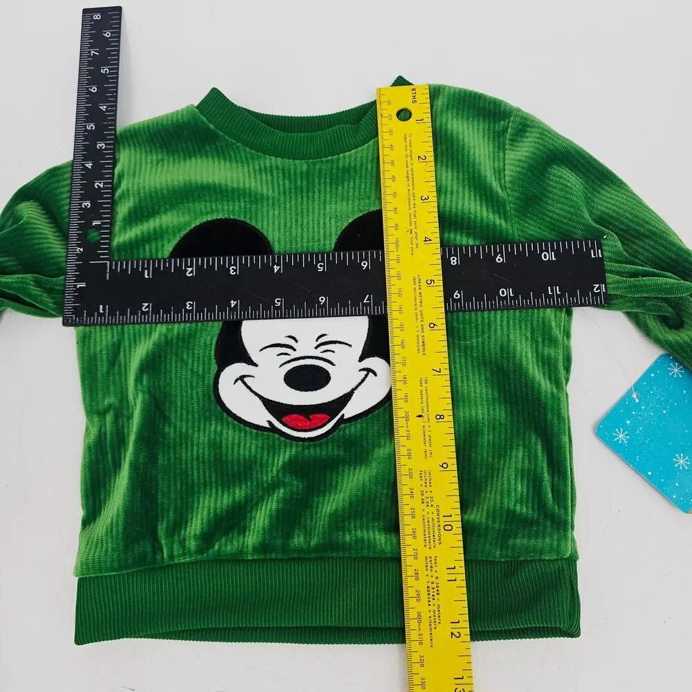 NEW Disney Mickey green velour sweatsuit 2 Piece Outfit Set Size 18 m 3476